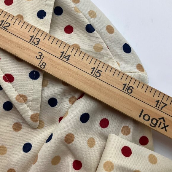 VTG 70's Kokobay By Eccobay Medium Polka Dot Button-Up Shirt Dagger Collar - Picture 9 of 14